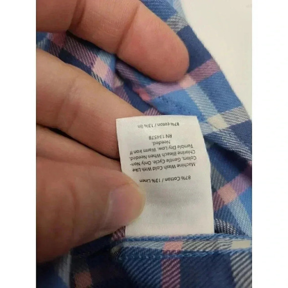 Vineyard Vines Plaid Slim Fit Crosby Shirt Button Up Men's Size S Linen Blend - Picture 5 of 8